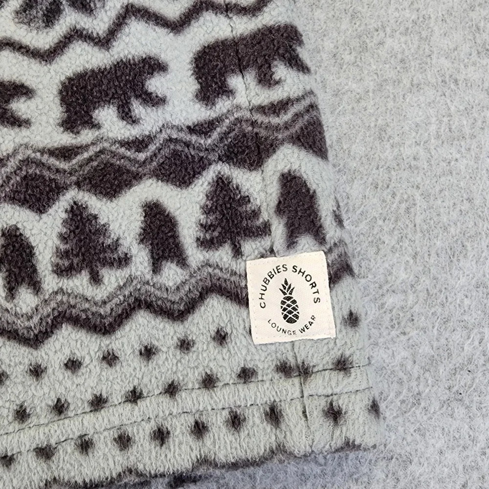 Chubbies Mens XXL 2XL Fleece Lounge Shorts Gray Fair Isle Bear Sweat Shorts